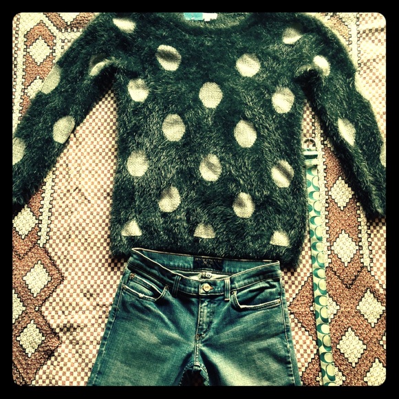 Shaggy Poka dot sweater in dark grey