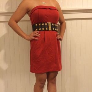 Cutie Strapless Dress - Rust