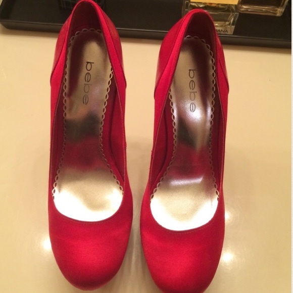 Bebe Red Satin Pumps