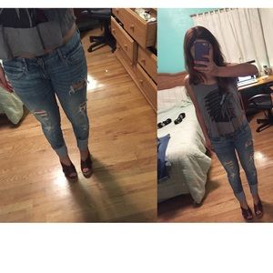 American Eagle destroyed medium/light jeans