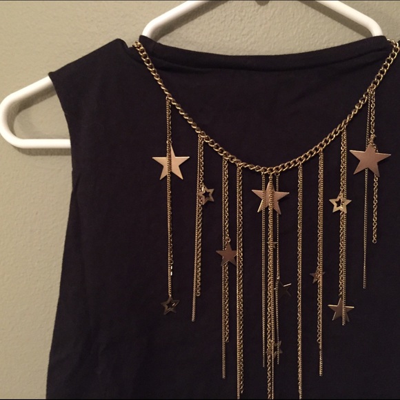 Gold chain with stars and dangling chains