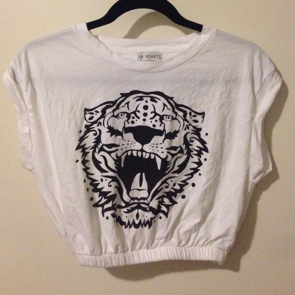 LA Hearts Tiger Print Crop Top