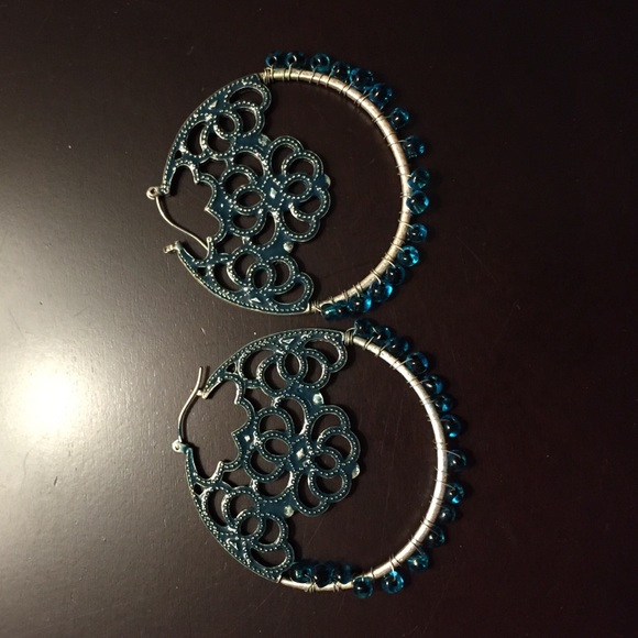 Beautiful rustic silver and teal earrings