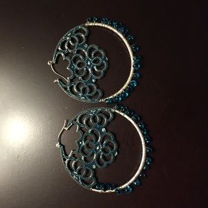 Beautiful rustic silver and teal earrings