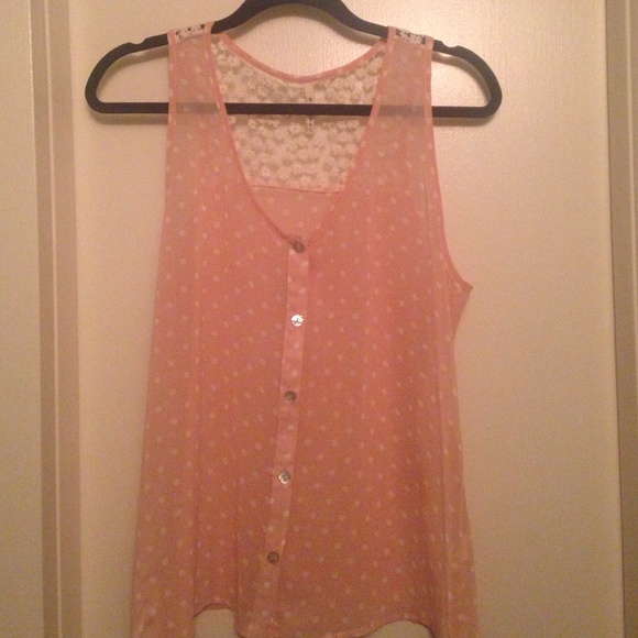Polka dot button down tank