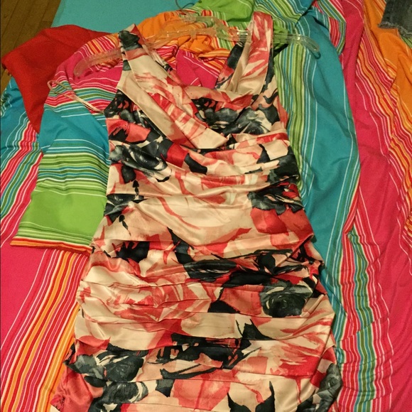 Tight floral pink dress from express