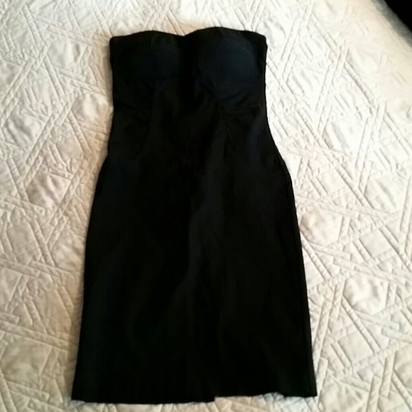Black strapless fitted dress