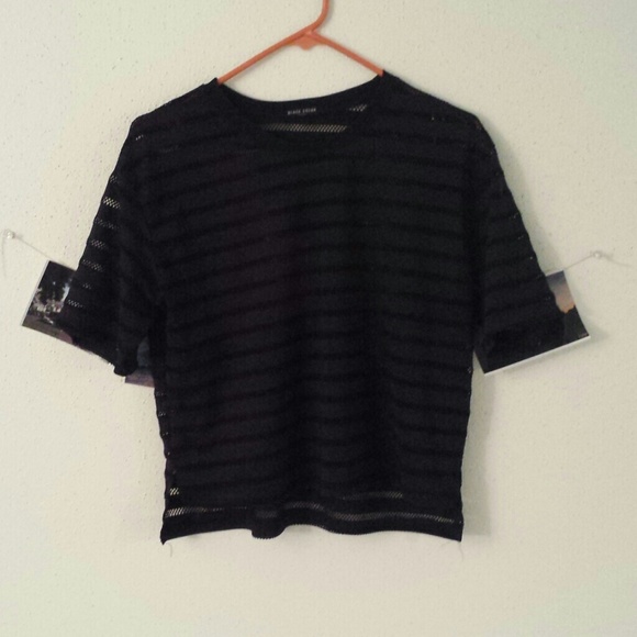 Black mesh crop top