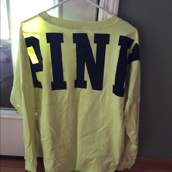 PINK Victoria's Secret Sweaters - Neon yellow Victoria's Secret pink crew