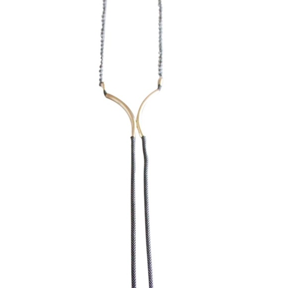 Celeste Charcoal Chain Tassel Necklace - Picture 2 of 3
