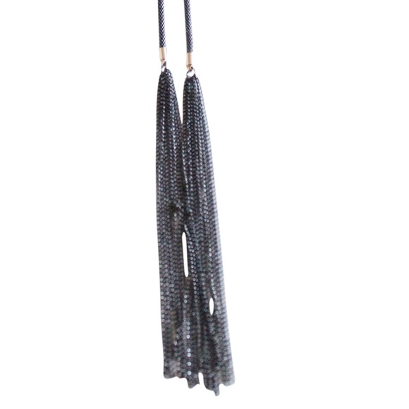 Celeste Charcoal Chain Tassel Necklace - Picture 3 of 3