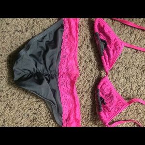 Lace bikini scrunch bottoms (like VS line)Pinkgrey
