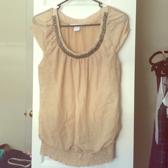 Charlotte Russe Tops - Beige/Gold top with sheer cheetah print Charlotte Russe Tops - Beige/Gold top with sheer cheetah print