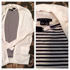 Theory light, knit cardigan, medium and UO 3/4 tee