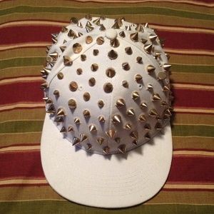 White and gold studded hat