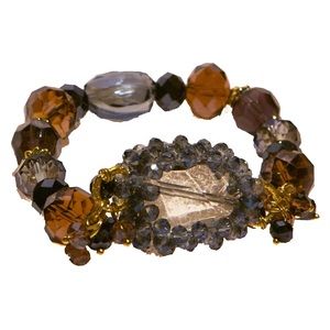 Gianna Beaded Crystal Bracelet in Brown Multi
