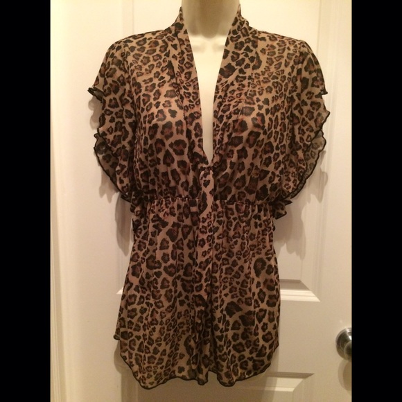 Sheer Cheetah Print Flowy Top