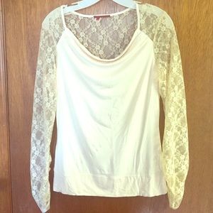 Ivory cowl neck long sleeve top