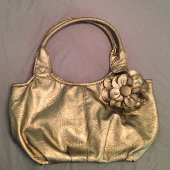 small metallic bronze purse