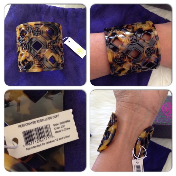 🆕Tory Burch Perforated Logo Cuff Tortoise LAST 1 - Picture 2 of 2