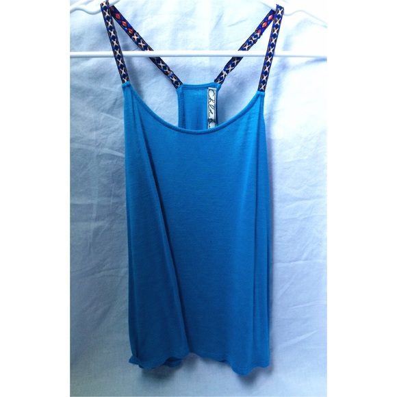 Blue tank w/ tribal print straps