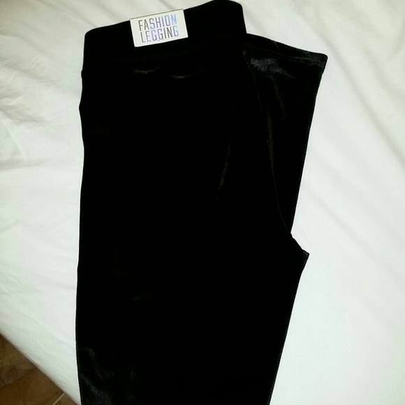 Black velvet leggings