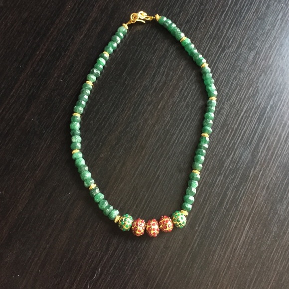 Gold plated jade necklace