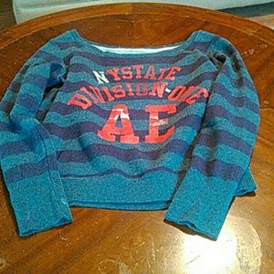 Gray striped sweat shirt