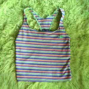 ✨BOGO✨ 90s rainbow stripe crop top shirt vintage