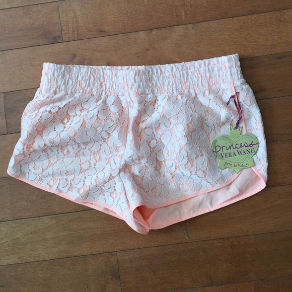 Princess Vera wang peach Forever Young lace shorts