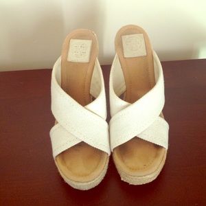 Tory Burch white wedges size 8.5