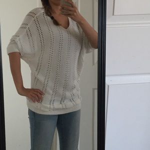 Express white knit/crochet batwing t shirt/dress