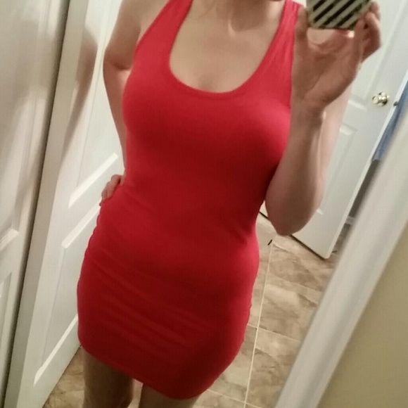 Bright red dress