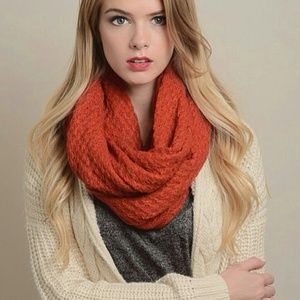 Rust waffle knit infinity scarf