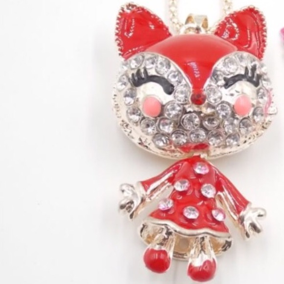 NWOT GC crystal pendant necklace red dress Cat - Picture 2 of 3