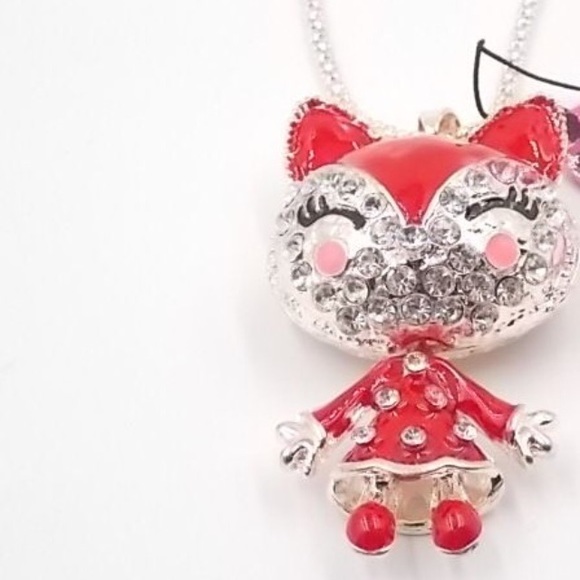 NWOT GC crystal pendant necklace red dress Cat - Picture 3 of 3