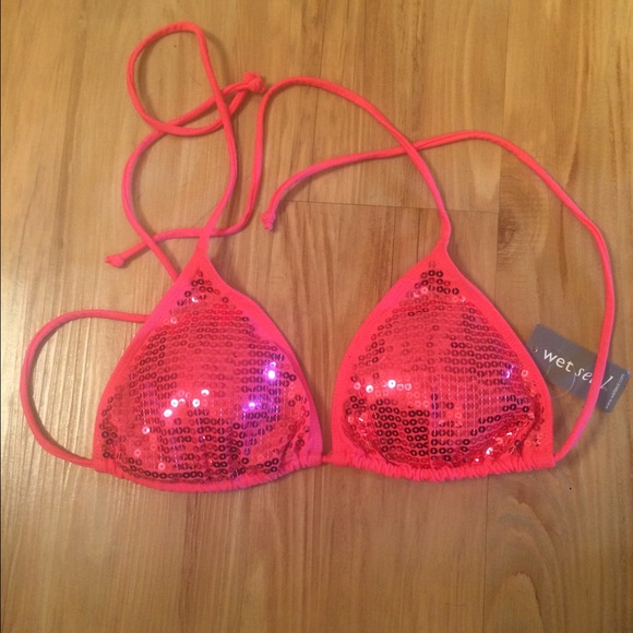 pink sequin bikini top