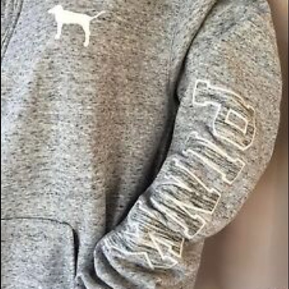 Gray half-zip boyfriend pullover- PINK