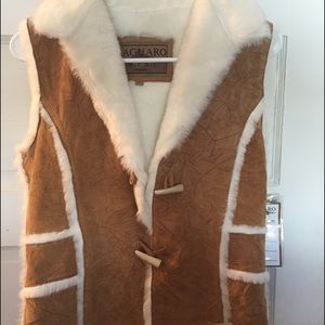 BRAND NEW! Real Leather, Real Fur Vest