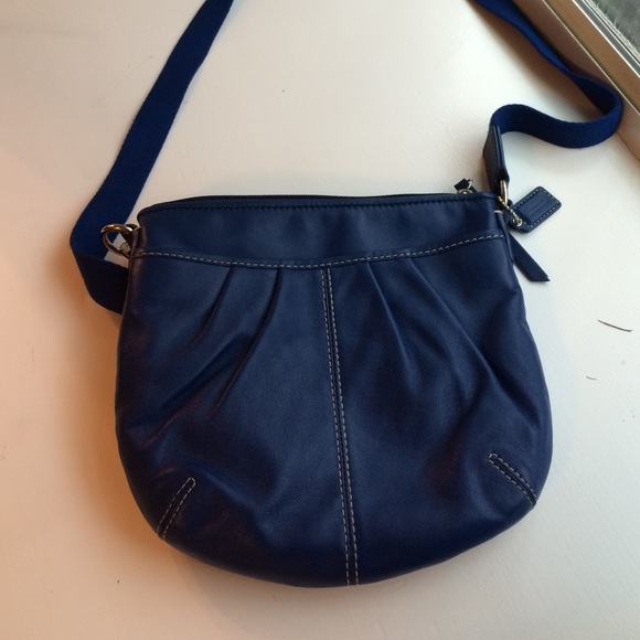 Blue leather coach cross body bag