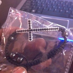 Black Cross Macrame Bracelet