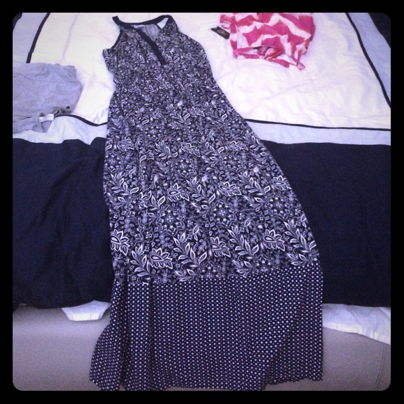 Navy print maxi dress