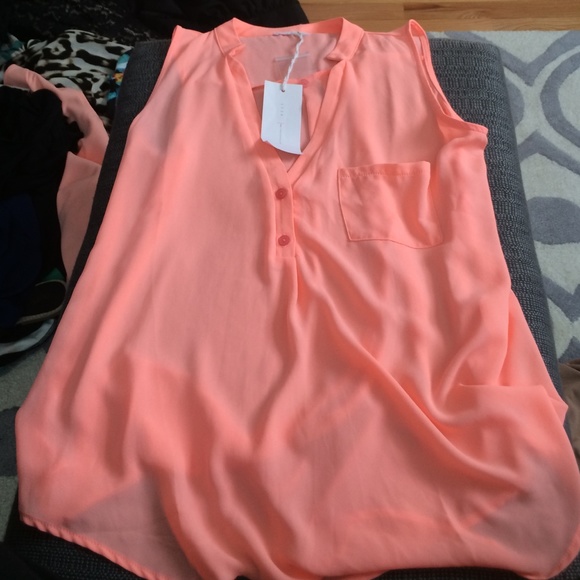 Lush brand neon coral tank