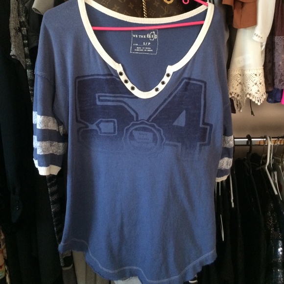 Free people football v-neck tee