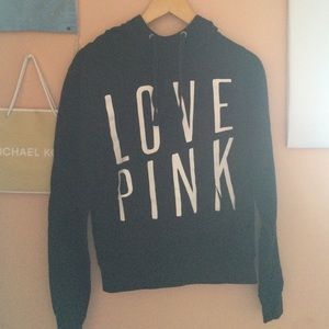 Black VS pink funnel neck hoodie