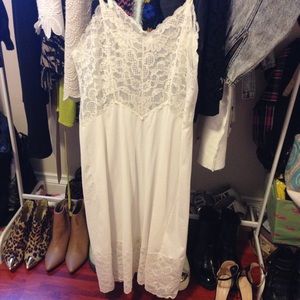 Vintage white lace under dress Slip