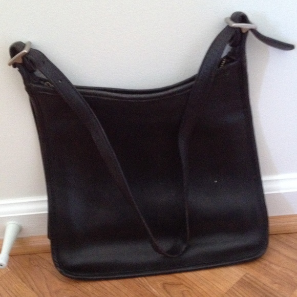 Black leather coach purse