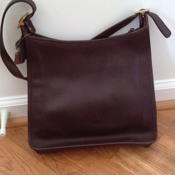 Dark brown leather coach purse