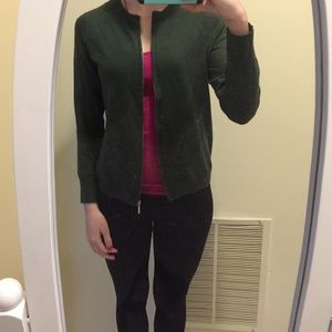 Audrey and Grace olive green zip up sweater
