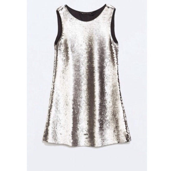 ZARA Silver Sequined Dress - Picture 2 of 2